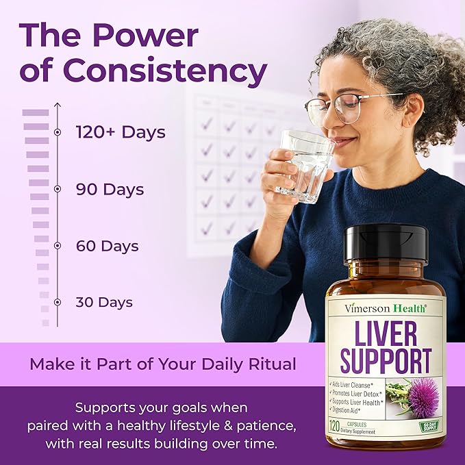 Vimerson Health Liver Cleanse Detox & Repair - Milk Thistle Supplement with Silymarin, Dandelion Root, Artichoke & Zinc for Liver Support, Digestion, Energy with Milk Thistle Extract, 120 Capsules