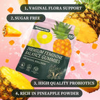 Premium Feminine Balance Gummies for Women, Vaginal Probiotics, PH Balance for Women Healthy Odor, Gut Health, Immune Support, Pineapple Gummies for Woman, 60 Counts