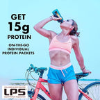 LPS Liquid Collagen & Whey Protein Supplement - Non-GMO Drink, Sugar-Free - Promotes Healthy Skin & Hair for Men & Women, Neutral, Single Serve (25 Packets)