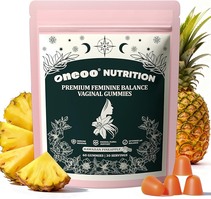 Feminine Balance Gummies - Premium Balance Gummies for Women's pH Health, Feminine Gummy for Immune & Energy Support, Vegan, Gluten-Free, Hawaiian Pineapple, 60 Count