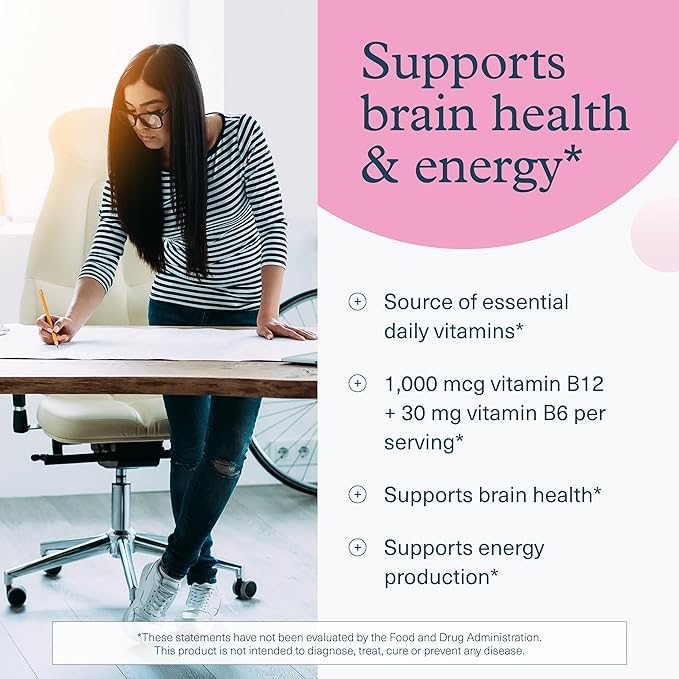 Youtheory B12B6 - Vitamin B12 & B6 - Supports Mood, Nervous System & Metabolism* - Aids Memory & Stress Management* - No Dairy, Soy or Gluten - 60 Capsules (60 Servings)*