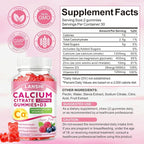 Calcium Citrate Gummies 1200mg with Vitamin D3 & K2 Supplements for Women & Men, High Absorption Calcium Gummies Plus Magnesium, Zinc for Strong Bones & Immune Support Mixed Berry Flavor, 2 Pack