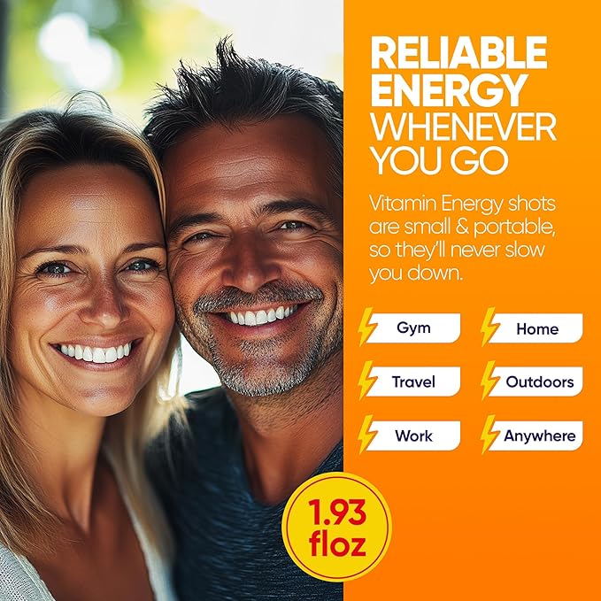 Vitamin Energy Immune+ Extra Strength Energy Shot Orange Burst 48 Pack, 260mg Natural Caffeine, B-Vitamins, Citicoline, Green Tea, Immunity & Focus Support, Zero Sugar, Gluten-Free 1.93 fl oz