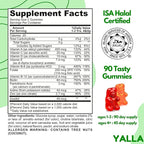 YALLA Halal Vitamins for Kids, Halal Kids Multivitamin Gummies, 45-90 Day Supply, Essential Vitamins with C, D3, Zinc for Immunity, B6 B12 for Energy, ISA Certified, Gelatin Free