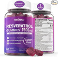 Resveratrol Supplement 1500mg - Resveratrol Gummies Supports NAD⁺, NMN & NMNH Synergy, with Quercetin, Grape Seed, Acai Berries Extracts for Antioxidant, Healthy Aging & longevity, Skin, Brain - 2Pcs
