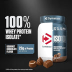 Dymatize ISO100 Whey Protein Powder Isolate, Gourmet Chocolate, 25g of Protein, 20 Servings, 5.5g BCAAs, Less Than 120 Cal., Gluten Free, 1g Fat, 1g Sugar, 2g Carb