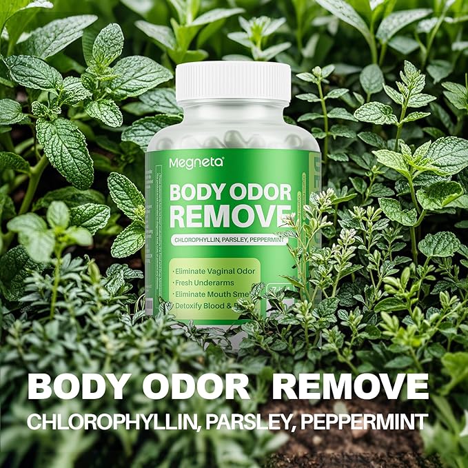 Body Deodorizing Supplement, Natural Internal Odor Control Pills for Men & Women, Chlorophyll Capsules for Skin, Breath and Gut Health (60 Capsules)