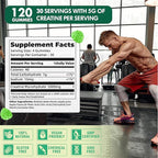 NSF Certified Creatine Gummy 5g - Creatine Monohydrate Gummies for Men & Women, Creatine Monohydrate for Muscle Strength, Muscle Builder, Energy Boost, Pre-Workout Supplement(120 Count)-Apple