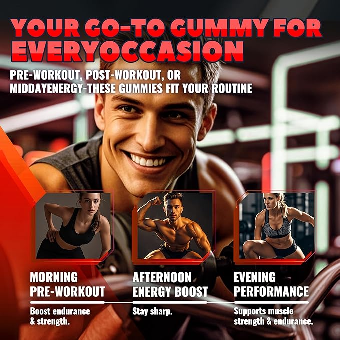 Creatine Monohydrate Gummies (5g) – Pre-Workout Energy & Muscle Growth Support for Men & Women | Strawberry Electrolyte Gummies (135 Count)