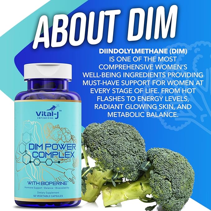 4-in-1 DIM Potent Complex 300mg - Estrogen Balance and Metabolism, Energy & Menopause Support Supplement with Bioperine (x4), Calcium and Broccoli Extract - for Women and Men 30 Servings