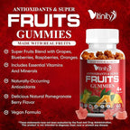 VITINITY Fruit and Veggies Supplement Gummies – Greens Gummies with Real Fruits & Vegetables – Vegan Fruit Gummies & Super Greens Gummies for Adults & Kids, 60 Count (30 Day Supply)