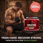 Creatine Monohydrate Gummies 5g Sugar Free Creatine with Vitamin B12 and L-Taurine | Muscle Growth for Men and Women | Low Calorie Formula 120 Gummies for 30 Servings, Raspberry
