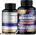 Organic Cadane 7in1 Pure Berberine Supplement with Quercetin, Ceylon Cinnamon, Resveratrol, Milk Thistle, Grape Seed, and Black Pepper - 90 Capsules for 3-Month Supply - Immunity Health Support