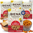 BIENA Chickpea Snacks - Crunchy Roasted Chickpeas - High Fiber Protein Snacks for Adults and Kids - 4-Pack, 5 Ounce Bags - Barbecue