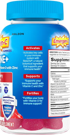 Emergen-C Immune+ Triple Action Immune Support Gummies, BetaVia (R), 1000mg Vitamin C, B Vitamins, Vitamin D and Antioxidants, Raspberry – 45 Count