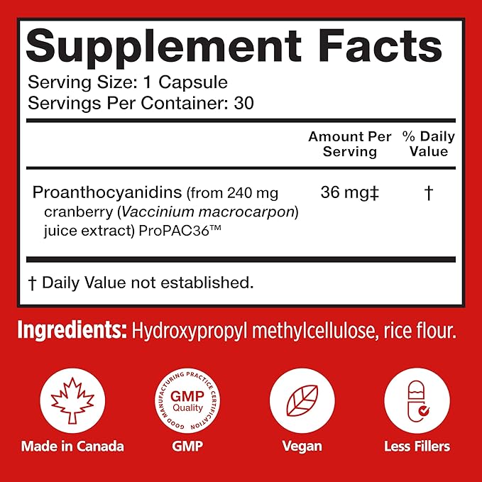 Szio+ Utiva Cranberry PACs – Clinically Studied Ingredients 36mg PACs Extract - UTI Prevention for Women - Urinary Tract Health – Cranberry Supplement Pills for Bladder Health, 30 Vegi Capsules