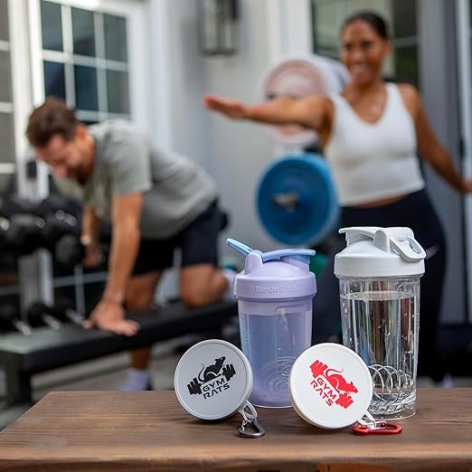 Protein Powder Funnel Set - Travel Protein Powder Container to Go with Carabiner & Reinforced Caps to Stop Spills - Protein & Pre Workout Powder Supplement Funnel for Bottles & Shakers - 4 Pack