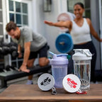 Protein Powder Funnel Set - Travel Protein Powder Container to Go with Carabiner & Reinforced Caps to Stop Spills - Protein & Pre Workout Powder Supplement Funnel for Bottles & Shakers - 4 Pack
