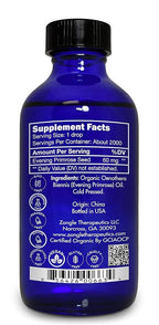 Zongle Therapeutics Organic, Evening Primrose Oil, Liquid – 100% Pure, Evening Primrose Oil, 4 OZ