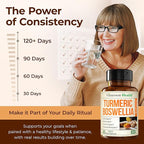 Boswellia Serrata Turmeric Supplement for Joint Support & Inflammation Balance – Turmeric Boswellia Supplement with Ginger & Black Pepper Extract for Enhanced Absorption – Non-GMO - 60 Tablets