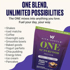 VitaHustle ONE Vegan Blueberry Cobbler Protein Powder - 20g Plant Protein Meal Replacement with 86+ Superfoods & Greens, Probiotics + No Bloat Digestive Blend - Dairy Free, Gluten Free (15 Servings)