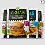 Creative Pea Vegan Variety Pack | Plant-Based Burger, Nuggets, Fish Sticks & Kebab Mix | High-Protein Shelf-Stable Meal Kit | Just Add Water & Oil | Gluten-Free | 4 x 65g