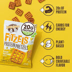 Lenny & Larry's FITZELS Protein Pretzels (Boujie Mustard) 8 Individual Bags 3 oz Each – High Protein Snacks with 20g of Plant Based Protein – Healthy Vegan Pretzels – Delicious Salty Taste