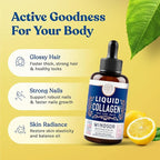 Concentrated Liquid Collagen Peptides Supplement - 30,000mcg Hydrolyzed Liquid Collagen for Women plus Biotin Hair, Skin, Nail Support - Sublingual Drops or Natural Lemon Drink 2x2oz