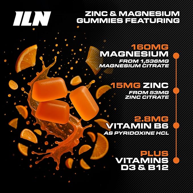 Iron Labs ZM6 Gummies – High Strength Zinc Magnesium Gummies for Men & Women (100 Count, Orange Flavor, Vegan) – Magnesium Citrate and Zinc Citrate Supplements with Vitamin B6 and D3