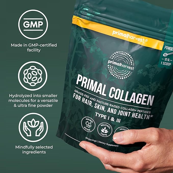 Primal Harvest Collagen Powder for Women or Men Primal Collagen Peptides Powder Type I & III, 10 Oz Collagen Protein Powder for Hair, Skin, Nails (Two Pack, Unflavored)