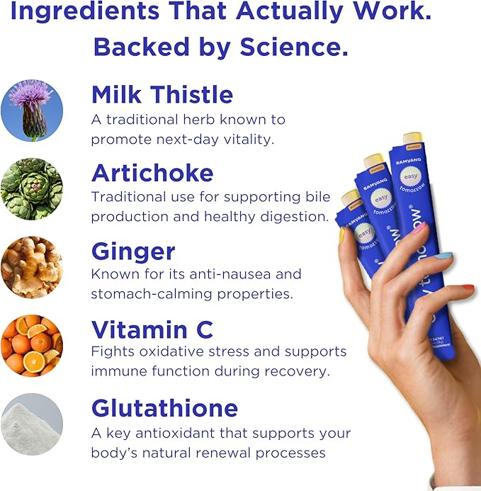 Natural Energy & Morning Vitality Jelly Stick - Daily Korean Skin Health Supplement & After Drinking Support with DHM & Glutathione - K-Beauty Inspired (Mango Flavor, 10 Sticks)