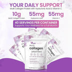 Multi Collagen Peptides Powder, 1 Pounds collagen powder- Type I,II,III,V,X with Biotin 10000mcg, Hyaluronic acid powder, Vitamin C - Unflavored Collagen Protein Powder - Keto & Paleo, Easy Dissolve
