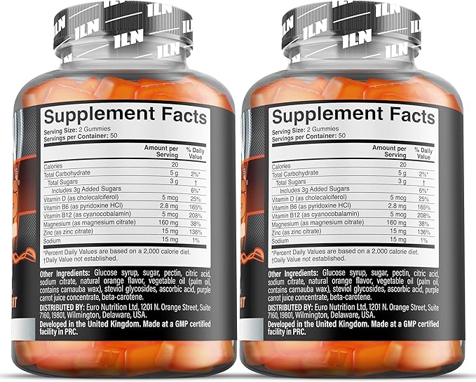 Iron Labs ZM6 Gummies for Men & Women - 2 Pack - Zinc Magnesium Gummies (200 Count, Orange Flavor, Vegan) - Magnesium Citrate and Zinc Citrate Supplements with Vitamin B6 and D3