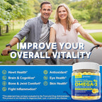 Vegan Omega-3 Gummies 1000mg +CoQ10+Magnesium- EPA 600mg DHA 400mg, Fish Oil Omega 3 Supplements Alternative for Women Men Adults, Liposomal, Algae, Plant Sterols, Garlic,B6,B9, B12, Sugar Free, 2Pack