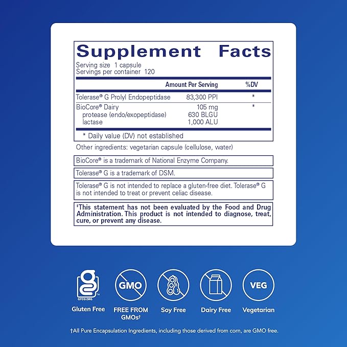Pure Encapsulations Gluten/Dairy Digest | Unique Mix of Enzymes to Support Healthy Gluten and Dairy Digestion* | 120 Capsules
