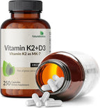Futurebiotics Vitamin K2 (MK7) with D3 Supplement - Non-GMO Formula - 5000 IU Vitamin D3 & 90 mcg Vitamin K2 MK-7, 250 Vegetarian Capsules