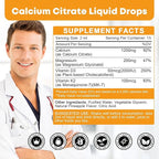 Calcium Citrate Supplement – Calcium Citrate 1200mg with Vitamin D3 Drops | Highly Absorbable | Non-GMO, Gluten-Free | Bones, Teeth & Muscle Support - 1 Fl Oz (2 Pack)