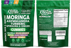 Clean Nutra Moringa Gummies | Pure Moringa Powder Supplement + Ashwagandha Turmeric Spirulina & Ginger Energy, Skin, Immune & Gut Health Green Superfood - Moringa Capsules Alternative