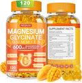 Magnesium Glycinate Gummies 600mg, Chewable Sugar Free Potassium Magnesium Gummies with Magnesium Glycinate, Vitamin D, B6 and CoQ10 for Sleep, Relaxation, Brain & Muscle, 120 Count