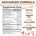 Hair, Skin & Nails Vitamins - Biotin 5000mcg Per Serving - Extra Strength Hair Growth Support For Women with Collagen, Argan Oil - Beautiful Skin, Hair & Nails Supplement - USA Bottled - 60 Softgels