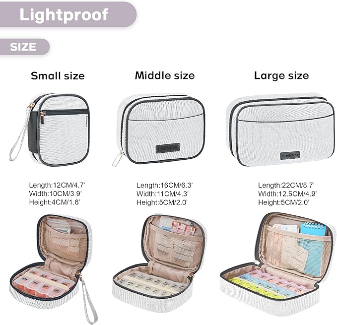 Weekly Travel Pill Organizer Pill Case for Purse with Removable 7 Day Pill Box Holder,Cute Medication Organizer Pill Container for Medicine, Vitamin, Fish Oils,Supplement (Dark Grey, Small)