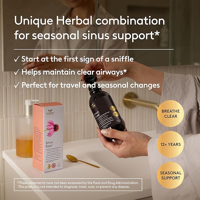 Sinus Ease Syrup, Herbal Nasal Care for Runny Nose, Sinus Pressure, High Absorption, Herbal Flavor, Plant-Based - 6.7 Fl oz (40 Servings)