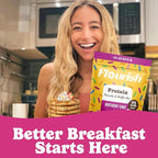 Flourish Protein Pancake & Waffle Mix, with Whey Protein & Flax Seed, No Added Sugar, High in Protein & Fiber - Just Add Water - Birthday Cake Flavour, 430g (3 Pack) - Made in Canada