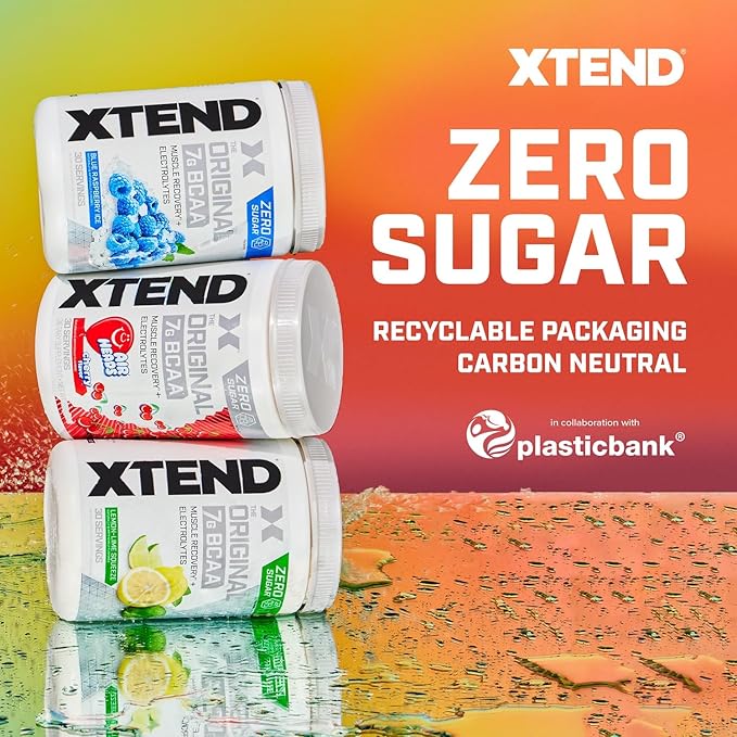 Xtend Original BCAA Powder, 7g BCAAs and 2.5g L-Glutamine for Muscle Recovery Hydration and Lean Muscle, Sugar Free Intra and Post Workout Drink with Electrolytes, Strawberry Kiwi Splash, 90 Servings