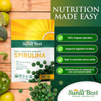 Sunlit Best - USDA Organic Spirulina Tablet - Natural Super Greens Supplements for Immune Support, Gut Health & Boost Energy Tablets with Chlorophyll, Vegan & High Protein Non GMO, 1000 Superfood Tabs