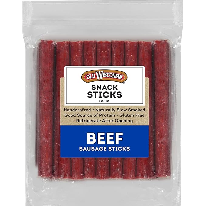 Old Wisconsin Beef Sausage Snack Sticks, Naturally Smoked, Ready to Eat, High Protein, Low Carb, Keto, Gluten Free, 26 Ounce Resealable Package