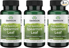 Swanson Spearmint Leaf Full Spectrum Digestive Supplement for Digestive-Comfort-Seeking Adults - 400 mg Mentha Spicata (60 Capsules, 3 Pack)