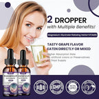 (2 Pack) Magnesium Glycinate Liquid Drops 500mg, with Vitamin B6, Ashwagandha, L - Theanine, Chamomile, Magnesium Glycinate Supplement High Absorption for Sleep, Stress, Energy Mood - Grape Flavor