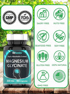 tnvitamins Magnesium Glycinate 300mg, 90 Capsules | High Absorption Chelated Magnesium for Sleep, Calm & Muscle Support* | Non-GMO, Gentle, Non-Laxative | TNVitamins