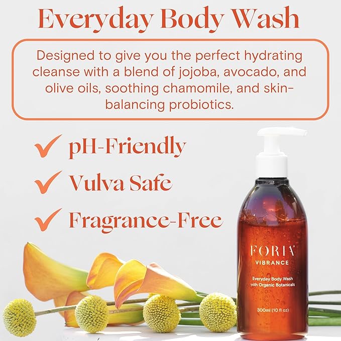 FORIA Everyday Body Wash and Initimate Wash for Women - Organic, pH-Balanced, Sensitive Skin Safe for Feminine Intimate Areas - 10 Fl Oz